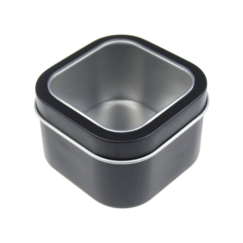 Goodma 6-Pack 8oz Empty Square Metal Tins with Clear Window for Candle Making, Candies, Gifts & Treasures, Black - Image 2